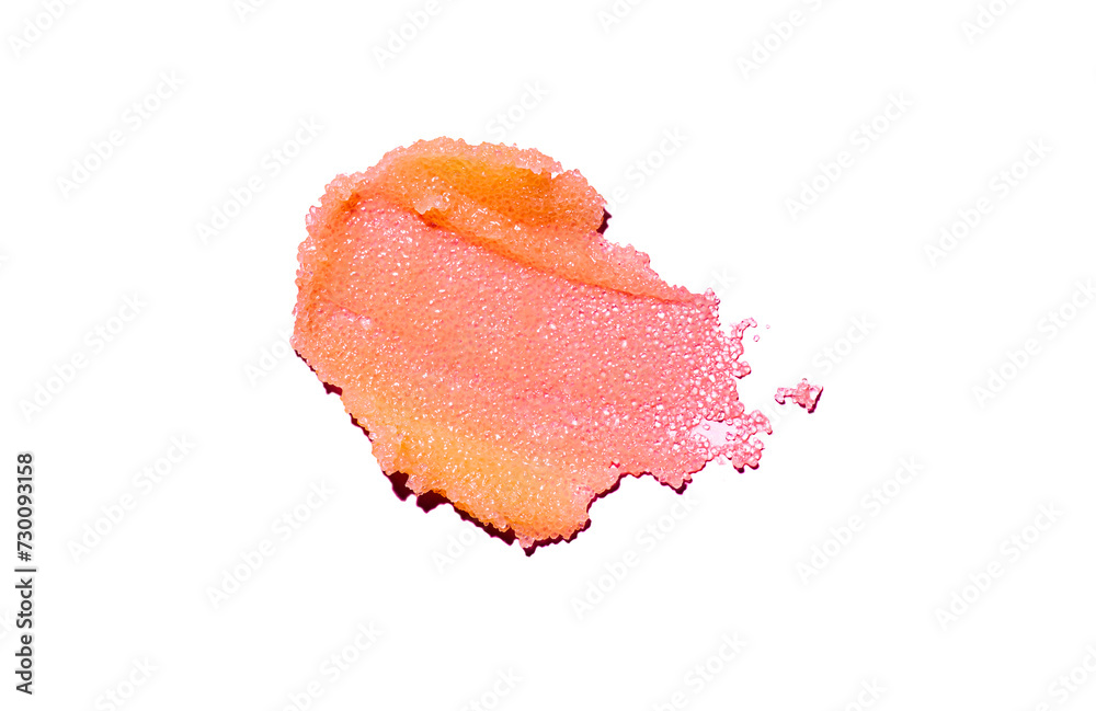 Orange cosmetic sugar or salt scrub peeling isolated on white