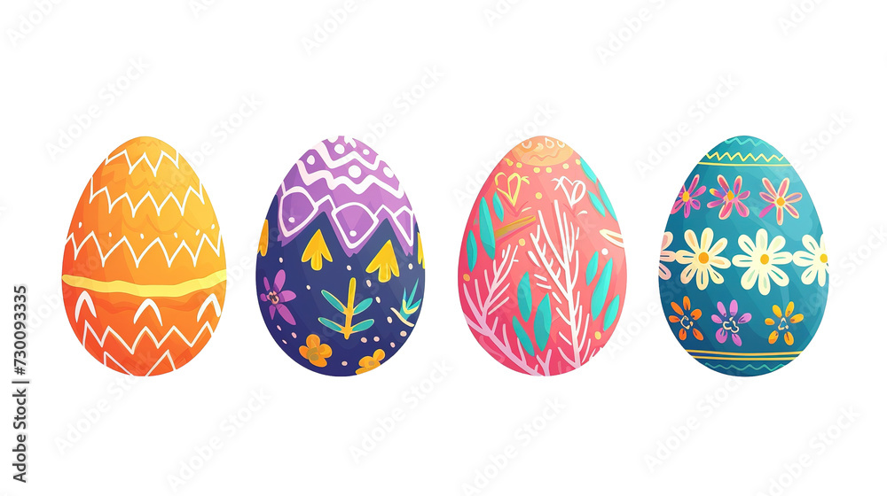  Easter  of eggs with different textures, patterns and festive decorations  png