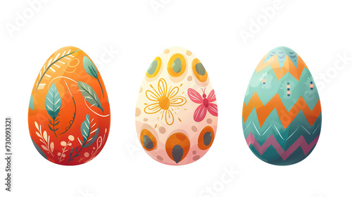  Easter of eggs with different textures, patterns and festive decorations png