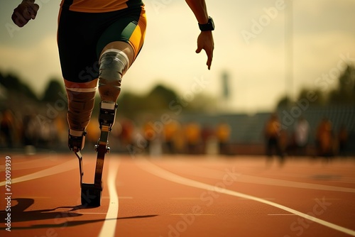 Man With Cast on Leg Running on Track