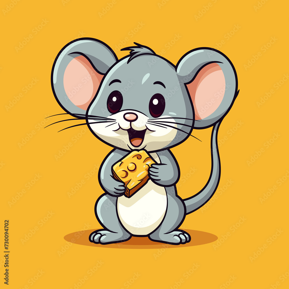 Flat vector illustration of a cute mouse logo style illustration Flat vector illustration of a cute mouse logo style illustration