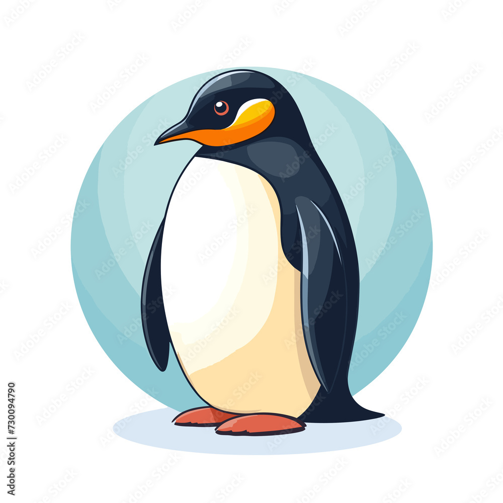 Fototapeta premium Premium isolated concept of a cute penguin cartoon in a flat vector logo, representing an animal icon illustration