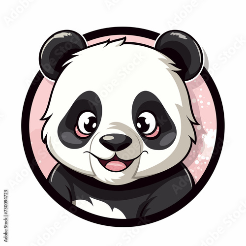 Flat vector illustration of a panda logo cartoon style photo