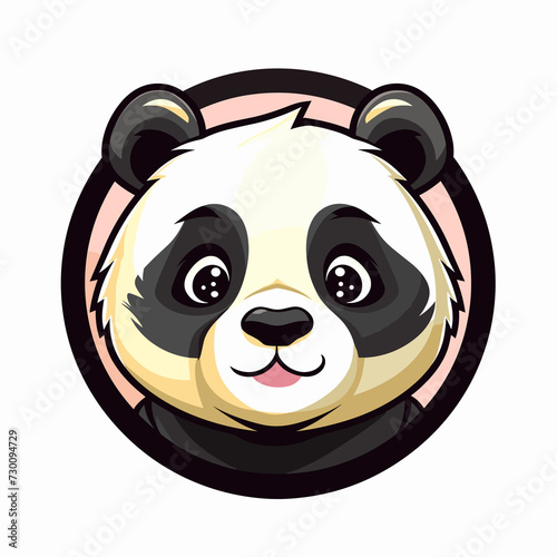 Flat vector illustration of a panda logo cartoon style photo