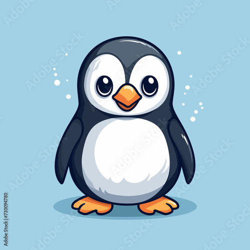 Premium isolated concept of a cute penguin cartoon in a flat vector logo, representing an animal icon illustration © Jugoslav