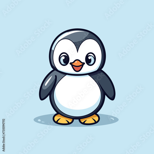 Premium isolated concept of a cute penguin cartoon in a flat vector logo  representing an animal icon illustration