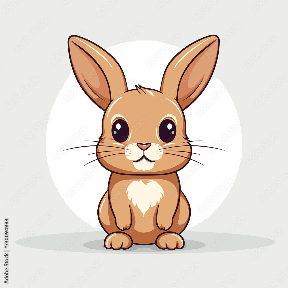 Fototapeta premium Flat vector illustration of a cute bunny logo style
