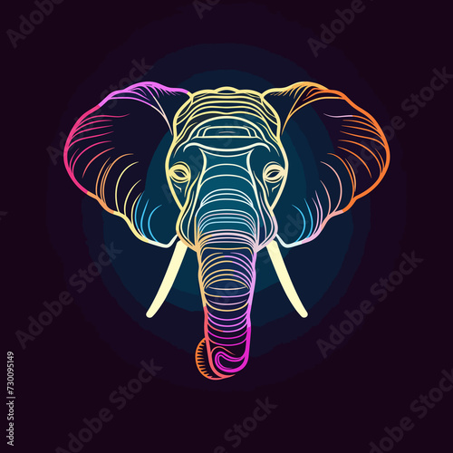 Elephant logo with gradient created using vector line art.