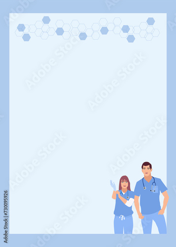 Medical Banner. Doctors on blue background. Illustration can be used for medical documents, forms, advertisements, for website design, applications and much more. Vector illustration for medical purpo