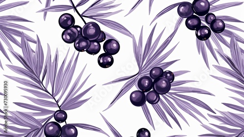 Acai berries pattern on white background  watercolor style painting