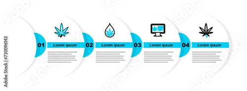 Set line Marijuana or cannabis leaf, Online buying marijuana, oil and icon. Vector