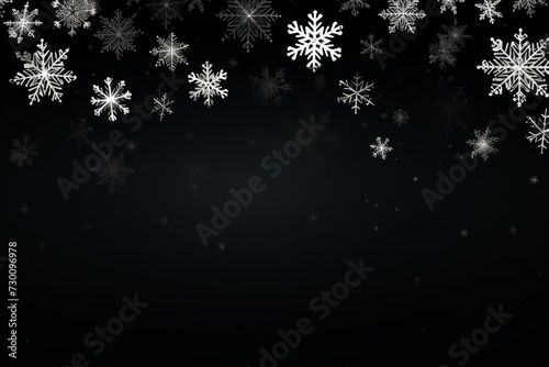 Black christmas card with white snowflakes