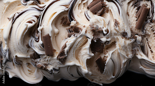 close up of creamy black and white ice cream