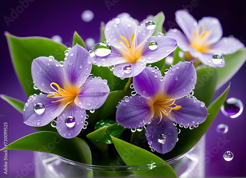 lilac flowers with dew drops