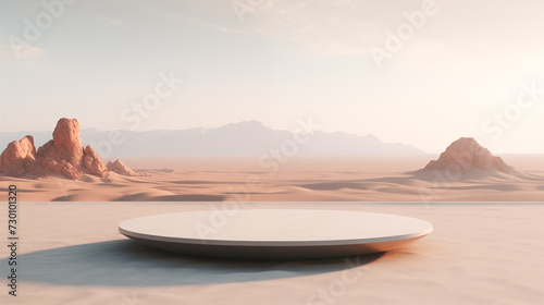 Desert Dune Mirage Oasis Sand Product Advertising Mockup Background Isolated Empty Blank Plate Podium Pedestral Table Stand Mockup Presentation Podest