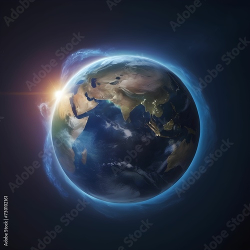 The bright spinning planet earth