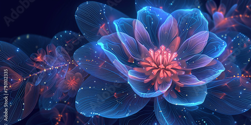 Techno-Flora A futuristic take on flowers, botanical art, a combination of nature and science.