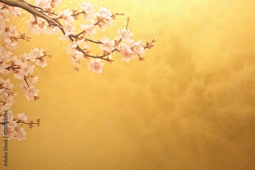cherry tree on golden background