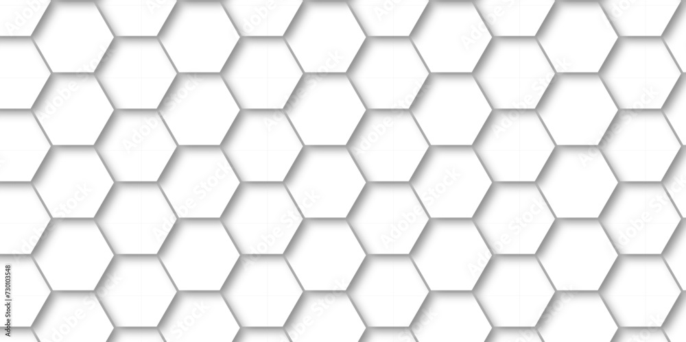 White Hexagonal Background. Luxury White Pattern. Vector Illustration. 3D Futuristic abstract honeycomb mosaic white background. geometric mesh cell texture. modern futuristic wallpaper.
White Hexagonal Background. Luxury White Pattern. Vector Illustration. 3D Futuristic abstract honeycomb mosaic white background. geometric mesh cell texture. modern futuristic wallpaper.