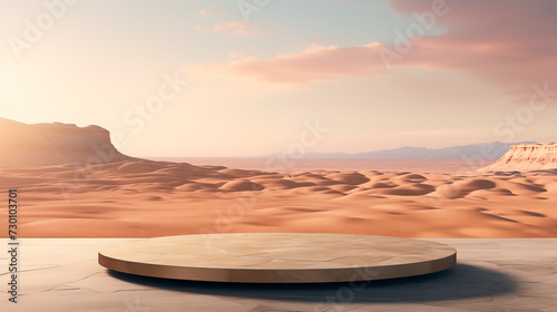 Desert Dune Mirage Oasis Sand Product Advertising Mockup Background Isolated Empty Blank Plate Podium Pedestral Table Stand Mockup Presentation Podest © ARTwithPIXELS