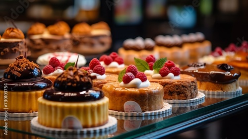 A showcase of freshly baked products such as croissants and donuts, cupcakes and pies. Concept: culinary magazines for cafes and bakeries, blogs about food, baking and confectionery, selling desserts.