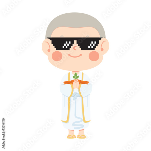 Man Newly for ordained Buddhist cartoon