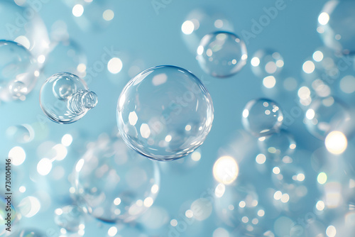 Serene Blue Bubble Wonderland  Calm  Dreamy Atmosphere with Reflective Bubbles