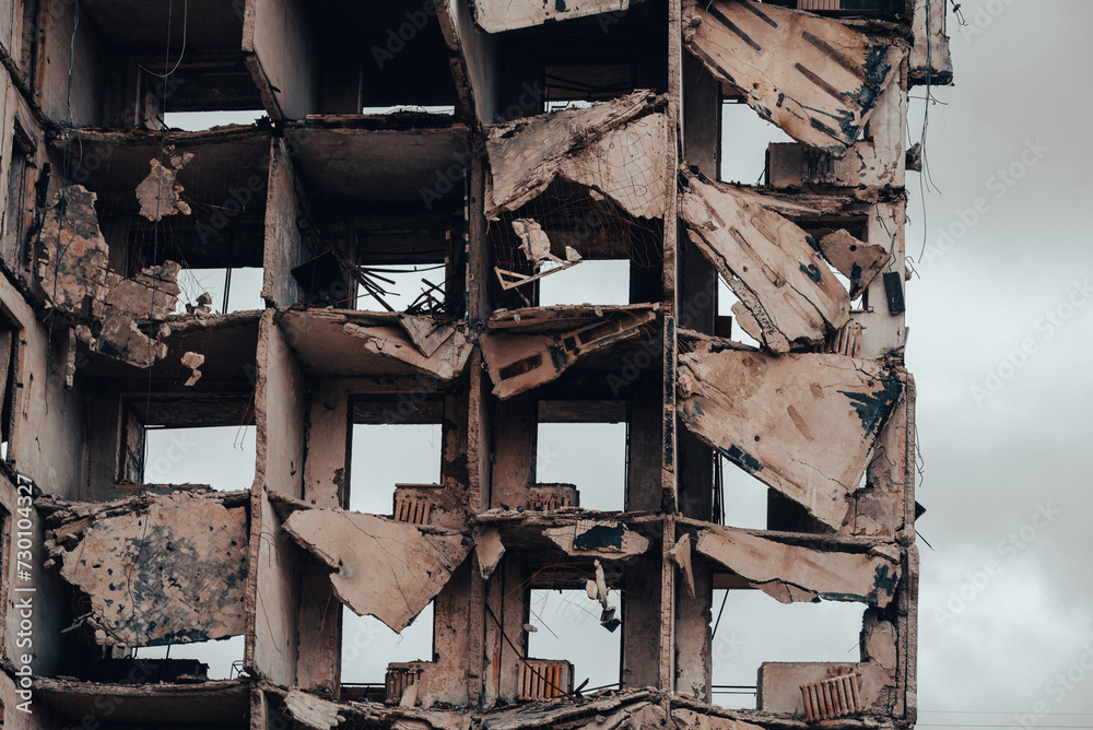 destroyed and burned houses in the city during the war in Ukraine destroyed and burned houses in the city during the war in Ukraine