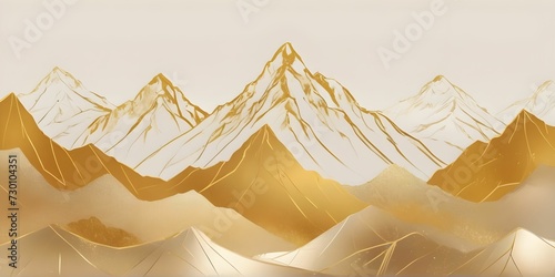 Artistic background of the mountain line, bright gold design for the background