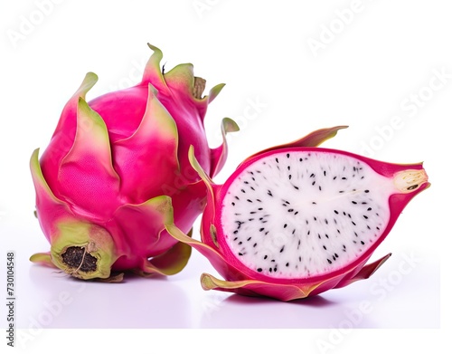 Fresh Dragon fruit or Pitahaya fruit isolated on white background