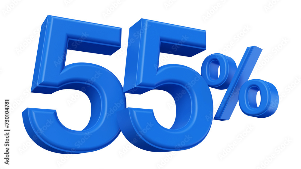 55 percent discount number blue 3d render 55 percent discount number blue 3d render