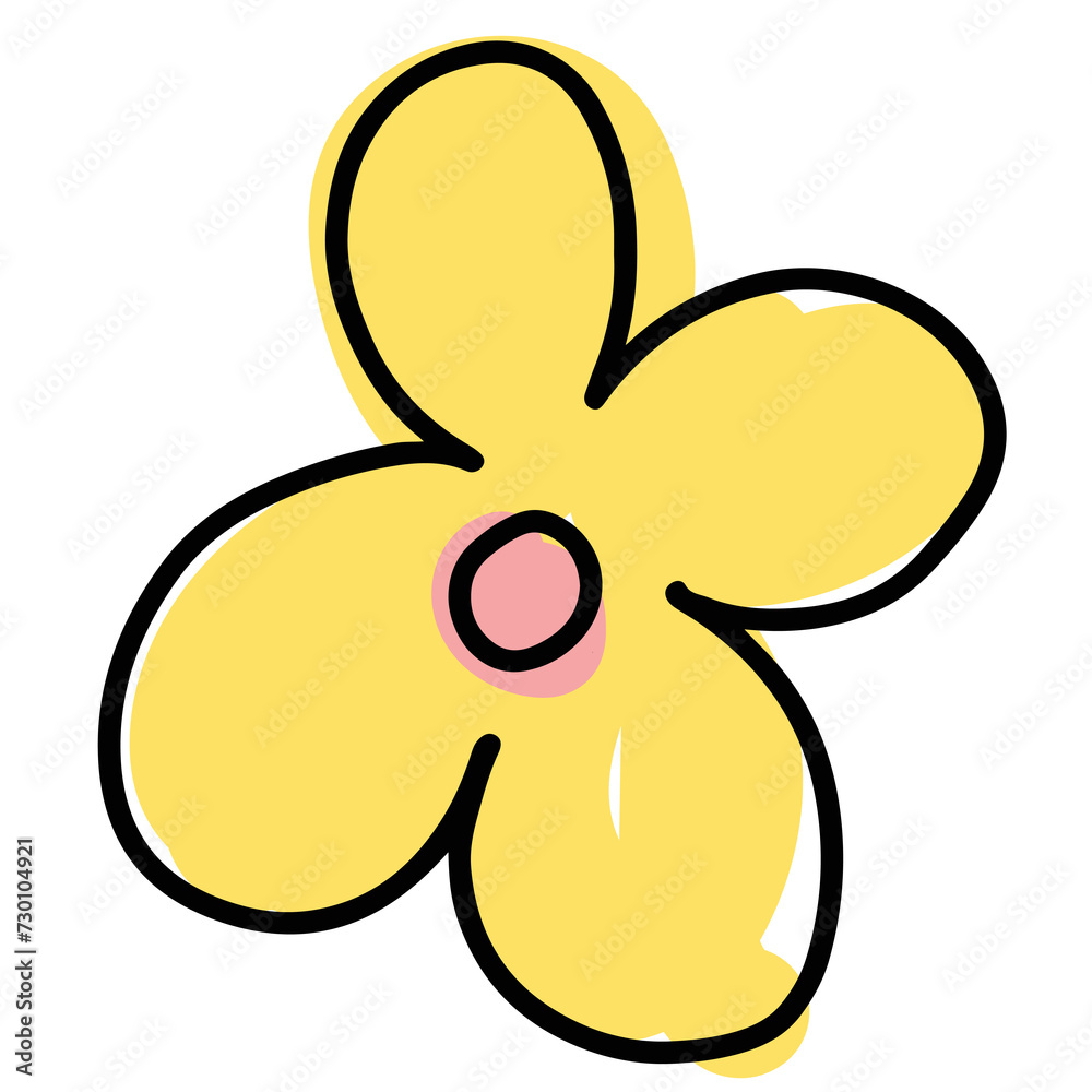 Hand drawn yellow flower in kid colouring style for floral stickers, logo, icon, clip arts, tattoo, decorations, shirt print, card, social media, plant, garden, spring, summer, ads, banner Hand drawn yellow flower in kid colouring style for floral stickers, logo, icon, clip arts, tattoo, decorations, shirt print, card, social media, plant, garden, spring, summer, ads, banner