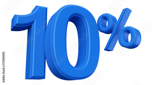 10 percent discount number blue 3d render