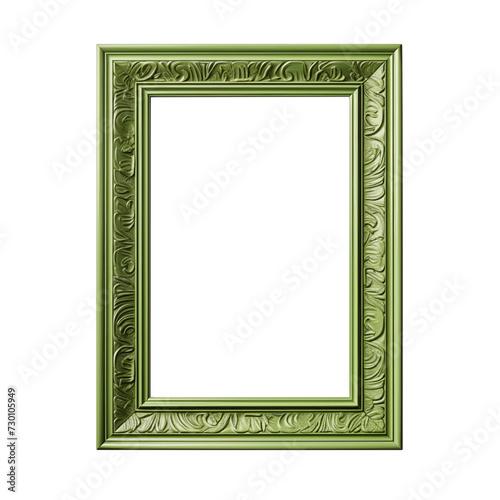 Green photo frame isolated on transparent.