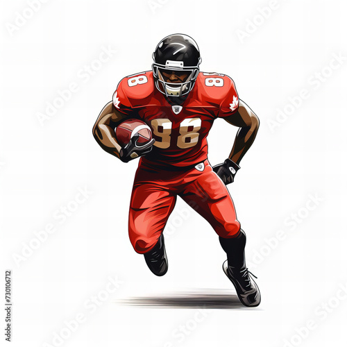 Dynamic American Football Player in Action - Sports Illustration on White Background