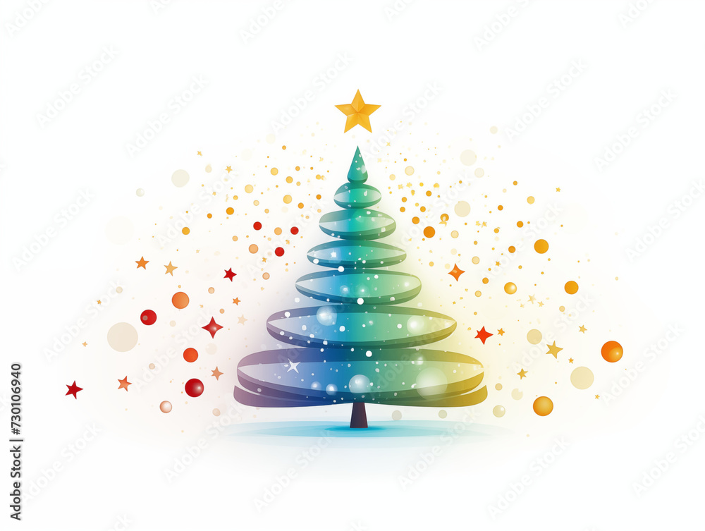 Christmas rainbow illustration of tree with stars. For design of children's books, cards, holiday printing Christmas rainbow illustration of tree with stars. For design of children's books, cards, holiday printing