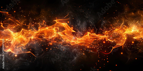 fire flame with smoke on dark black background, banner design © Planetz