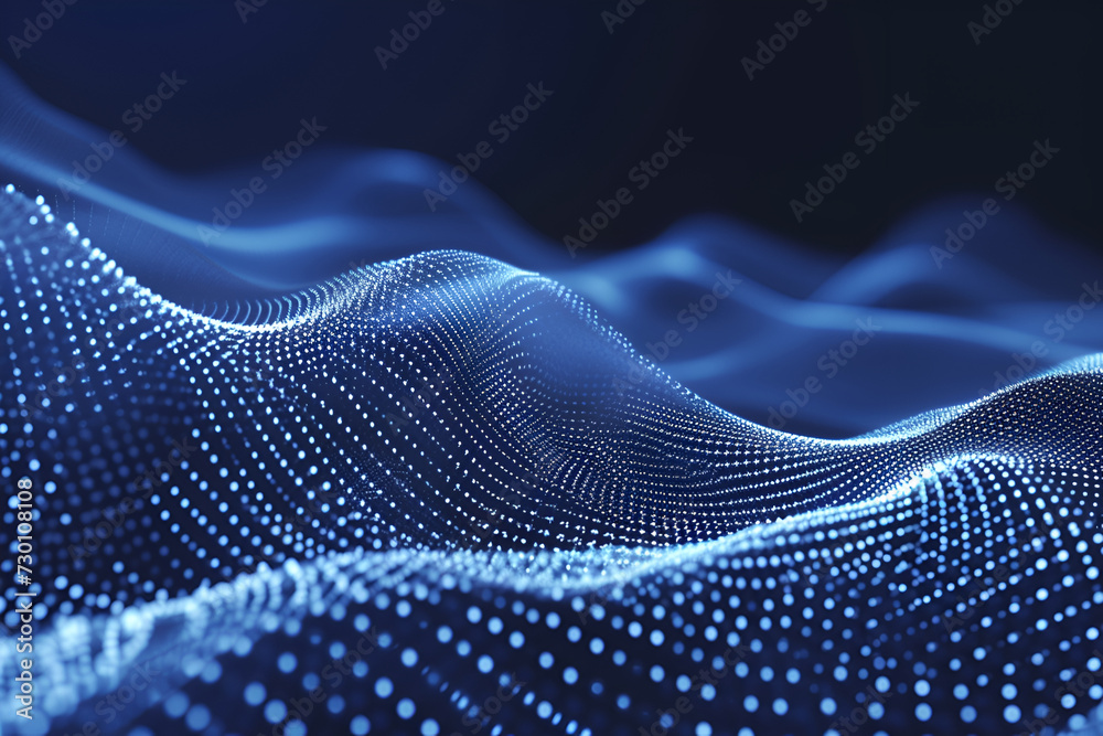 a digital, abstract network of interconnected nodes against a dark ...