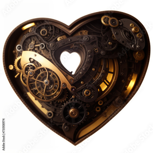 Heart in steampunk style. Valentine's card. Abstract illustration. AI generated.