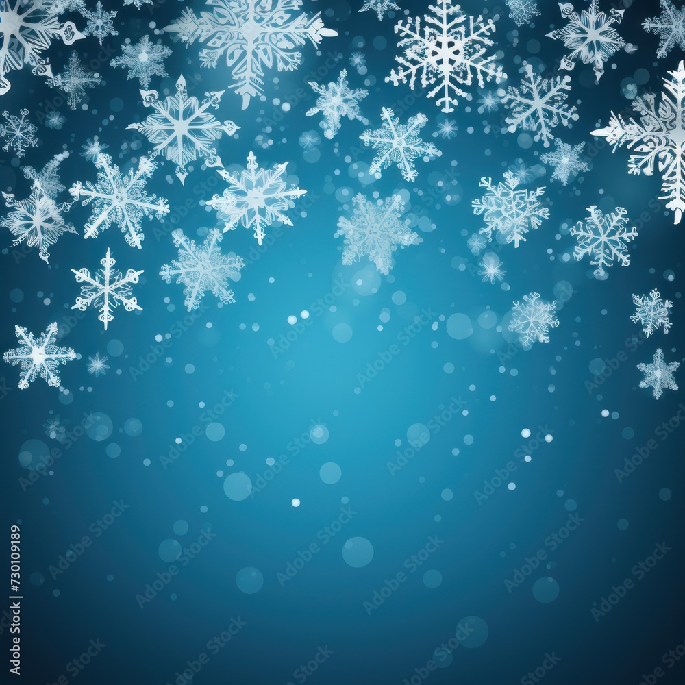 Blue christmas card with white snowflakes vector