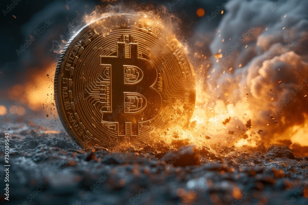 Bitcoin Kryptowährung digital Geld Börse - obrazy, fototapety, plakaty 