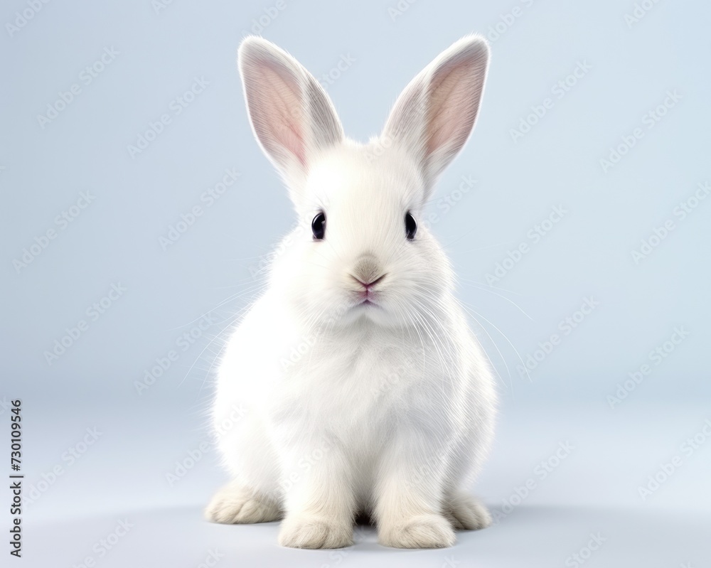 White Bunny Isolated on Pure White Background - A Cute and Fluffy Pet Rabbit with Soft White Fur White Bunny Isolated on Pure White Background - A Cute and Fluffy Pet Rabbit with Soft White Fur