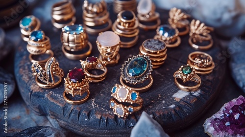 A curated collection of stackable and mix-and-match rings, encouraging personal expression and creativity in jewelry styling