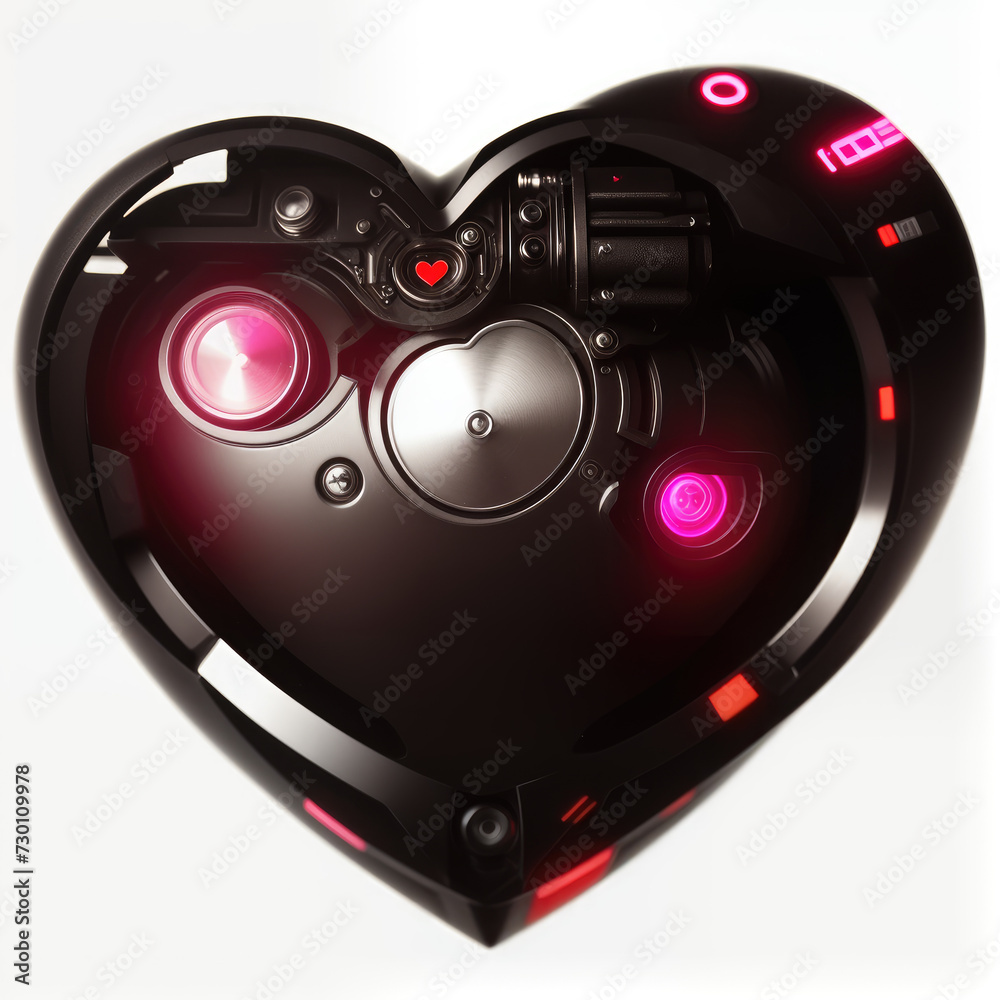 Heart in hi-tech style. Valentine's card. Abstract illustration. AI generated. Heart in hi-tech style. Valentine's card. Abstract illustration. AI generated.