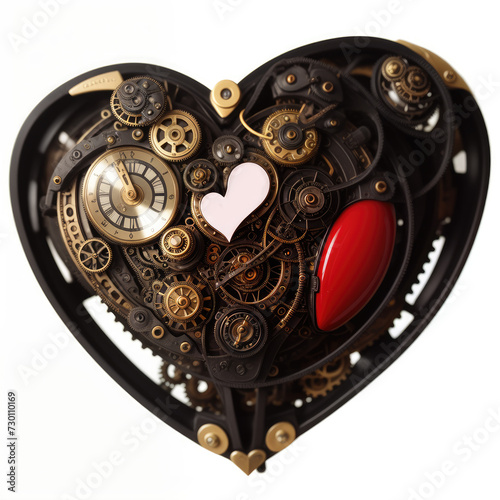 Heart in steampunk style. Valentine s card. Abstract illustration. AI generated.