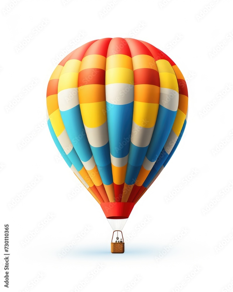 Fototapeta premium Hot Air Balloon Isolated on White Background - Colourful Ballooning Adventure in the Clear Blue Sky