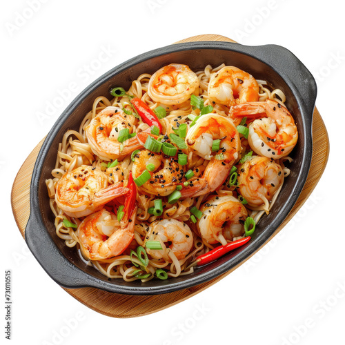 Fried rice with shrimp. Isolated on Transparent background