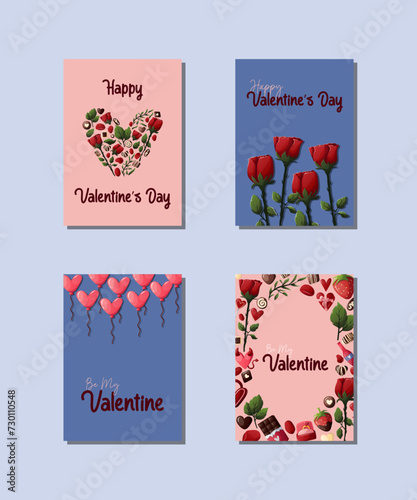 vector of valentine greeting card collection