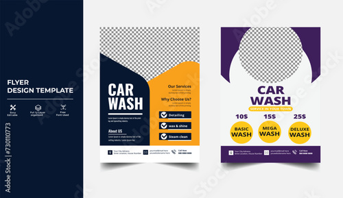 Car Cleaning Service flyer template,  Car Cleaning Service Banner, automobile wash service leaflet design
