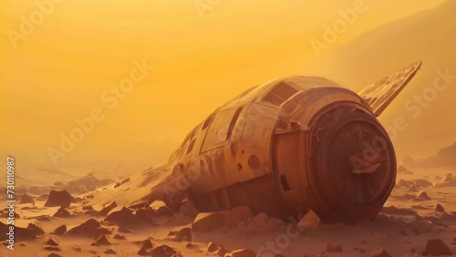 Eerie Yellow Hues: Abandoned Tech Resurfaces on Venus. Generative ai photo